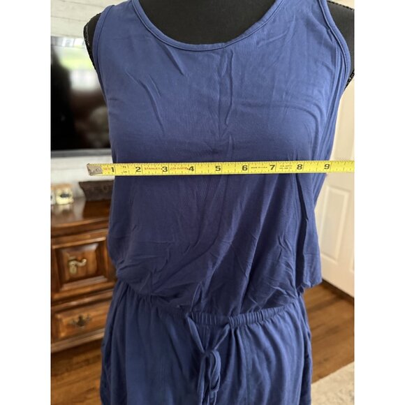 Reoria Navy Drawstring Waist Sleeveless Romper With Pockets Womens Size M - Picture 8 of 10